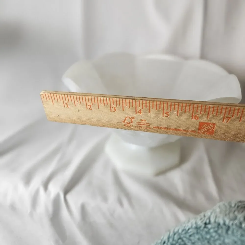 Vintage Anchor Hocking Milk Glass Pedestal Footed Compote Harvest Grapes Design